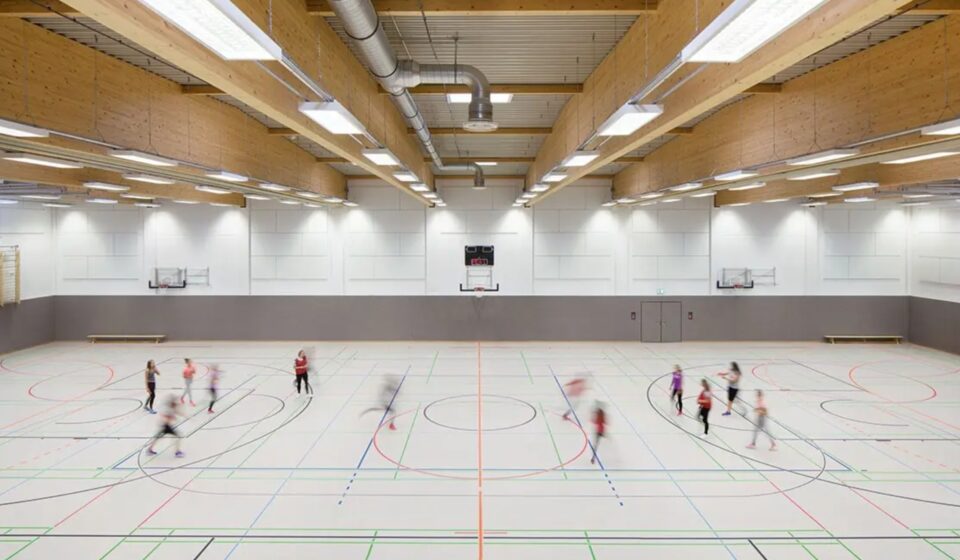 Dysheme profesionale linoleumi Marmoleum Sport nga Forbo Flooring.